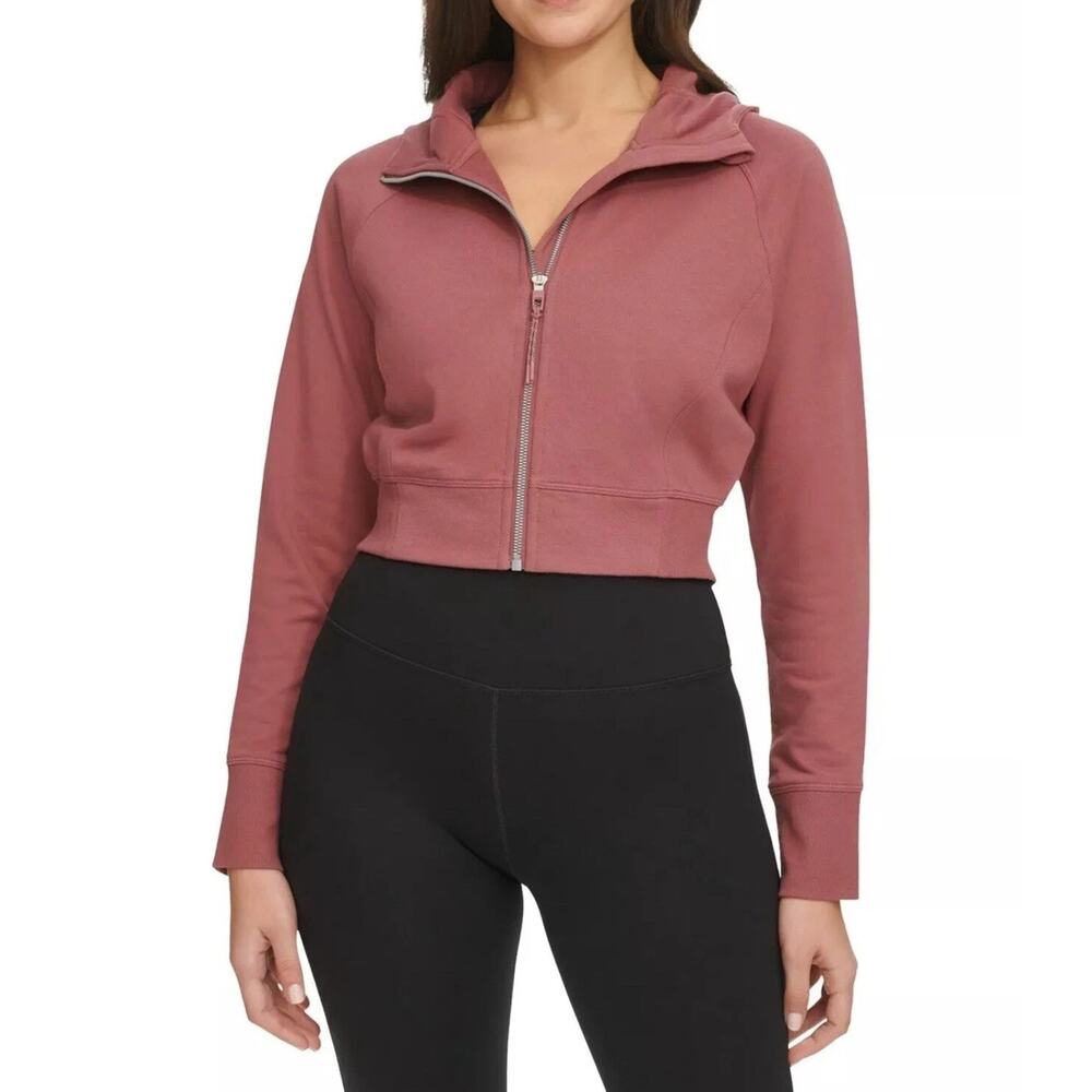 Calvin Klein Womens Cropped Hoodie Full Zip Sweatshirt Color: Sedona Size XL New